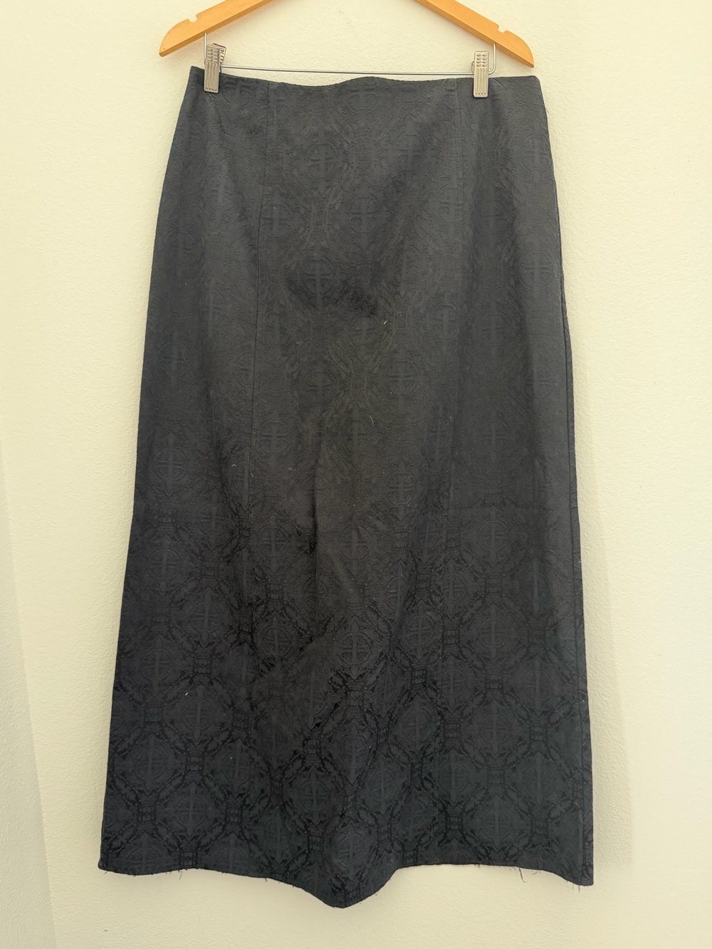 Morbid Threads Maxi Skirt Womens XL Black Gothic Damask Cross Slit Y2K Goth Vamp
